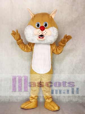 Cute Tan Wirey Wildcat Mascot Costume Animal 
