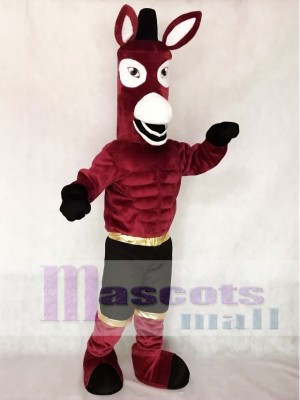 New Maroon Jack Mule Mascot Character Costume Fancy Dress Outfit