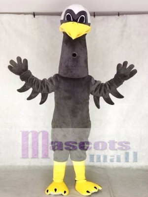 Fierce Dark Grey Crane Mascot Costumes Bird