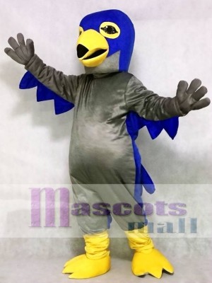 Cute Grey and Blue Hawk Mascot Costume Animal