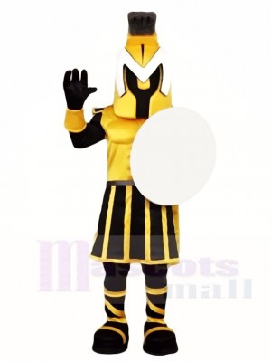 Black and Yellow Spartan Knight Mascot Costumes People