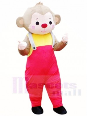 Monkey in Red Overalls Mascot Costumes Animal 
