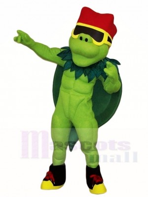 Sea Turtle Tortoise Mascot Costumes with Red Hat Ocean