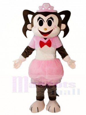 Pink Dress Monkey Girl Mascot Costumes Animal 