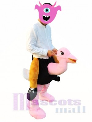 Piggyback Carry Me Ride on Pink Ostrich Mascot Costume