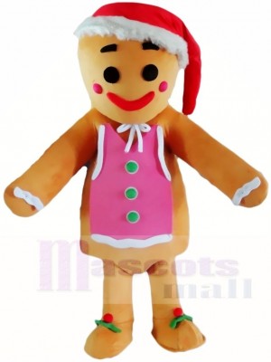 Cute Gingerbread Girl Mascot Costumes Xmas Christmas 