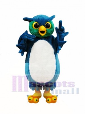 Blue and Green Owl Mascot Costume