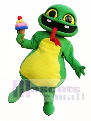 Snake Holding An Ice Cream Mascot Costume Green Snake Mascot Costumes Reptiles 