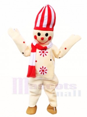 Snowman Mascot Costumes with White and Red Hat Christmas Xmas