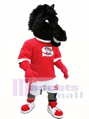 Cute Black Horse Mascot Costume Black Mustang Mascot Costumes Animal