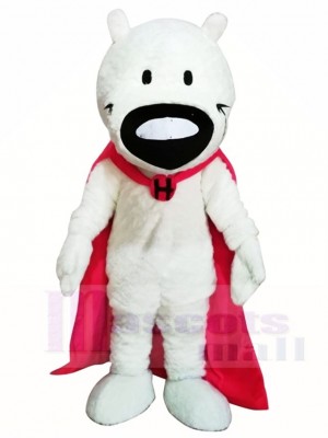 White Dog with Pink Cloak Mascot Costumes Animal 