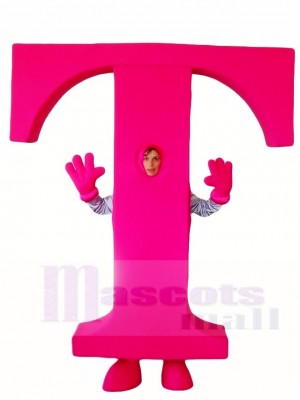 Magenta Letter Alphabet T Mascot Costumes