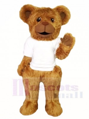 Hairy Bear in White Shirt Mascot Costumes Animal