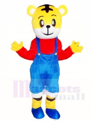 Tiger with Blue Overalls Mascot Costumes Animal