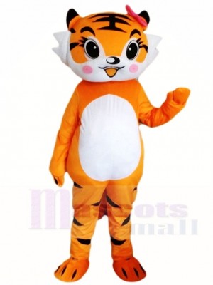 Tiger with Pink Bowknot Mascot Costumes Animal