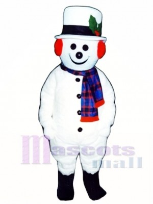 Cute Extra Round Snowman with Hat & Scarf Mascot Costume Christmas Xmas