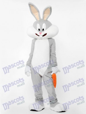 Gray Bunny With Carrot Mascot Costume Animal 