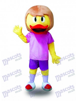 Purple Suit Yellow Duck Mascot Costume Farm