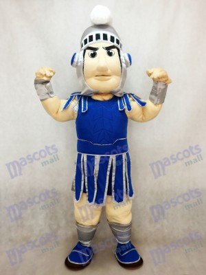 Dark Blue Spartan Trojan Knight Sparty Mascot Costume with Silver Helmet