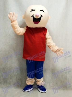Round Head Boy in Red Vest Mascot Costume