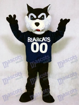 Cute Navy Blue Bearcat Mascot Costume