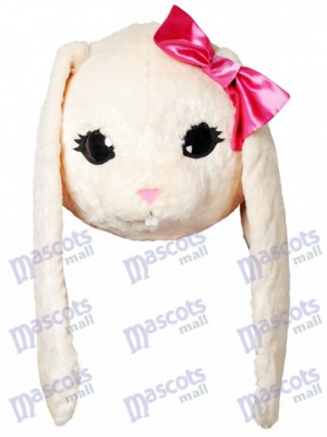 White Bunny Easter Rabbit Hare with Pink Bow Mascot HEAD ONLY Animal 