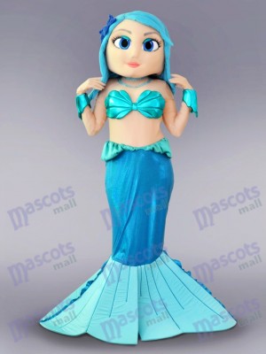 Blue Mermaid Mascot Costume Cartoon 