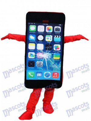 Red Cell Phone Apple iPhone with Crack Screen Mascot Costume For Promotion