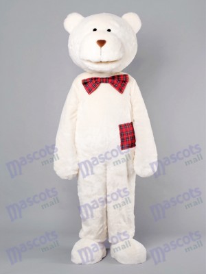 Romantic Bear With Plaid Bow Mascot Costume Animal 