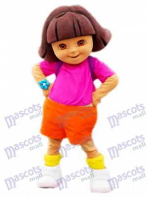 Pink Dora Smiling Girl Mascot Adult Costume