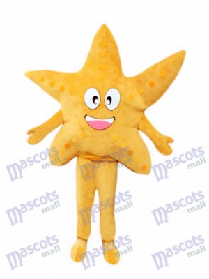 Yellow Starfish Cartoon Adult Mascot Costume