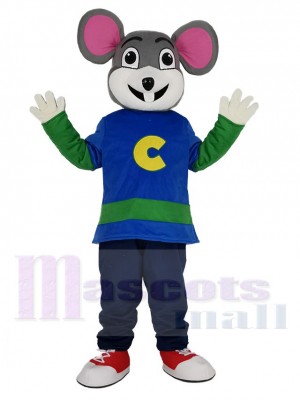 Cute Chuck E. Cheese Mouse with White Face Mascot Costume