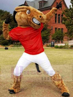 New Central's Buddy Broncho Horse with Dark Red Jersey Mascot Costume