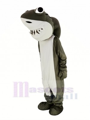 Gray and White Shark Mascot Costume