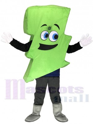 Cute Neon Green Lightning Bolt Mr. Electric Lightning Bolt Mascot Costumes