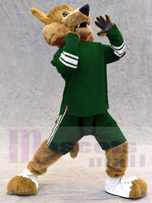 Arizona Coyote Wolf Mascot Costume Animal in Forest Green Jersey