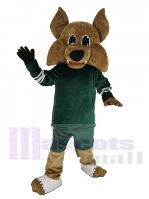 Cute Arizona Coyote Wolf Mascot Costume Animal in Forest Green Jersey