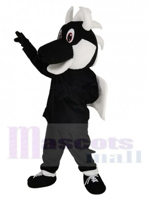 Black and White Sparky the Dragon Mascot Costume Animal