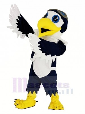 Blue and White Eagle with Vest Ace Pilot Bird Mascot Costume Animal