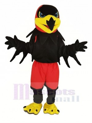 Black Night Hawk with Red Pants Mascot Costume