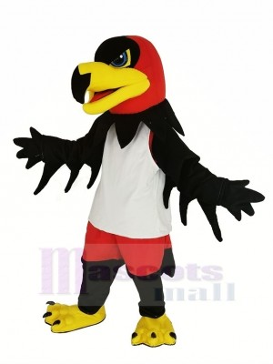 Black Night Hawk with White Vest Mascot Costume