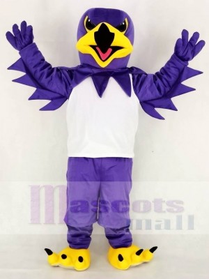 Purple Night Hawk with White Vest Mascot Costume School 	