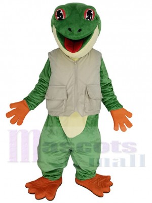 Smiling Tree Frog Mascot Costume Animal with Red Tongue