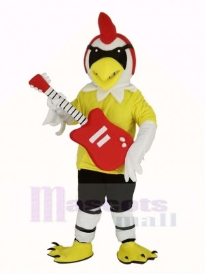 Rooster with Guitar Mascot Costume Animal