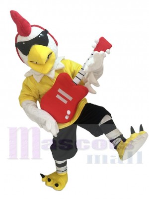 Rooster with Guitar Rockin Chicken Mascot Costume Mascot Costume