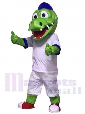 Cute Blue Hat Athlete Crocodile Alligator Mascot Costumes