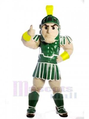 Green Spartan Trojan Knight Sparty with Shield Mascot Costume People