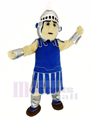 Dark Blue Titan Spartan Sparty with Silver Helmet Mascot Costume People