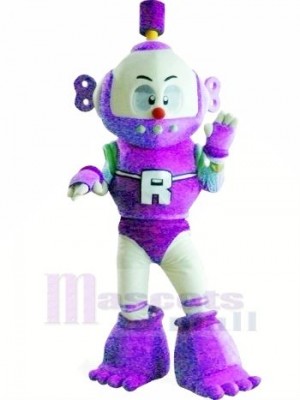 Purple Robot Plush Adult Mascot Costume College  