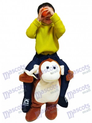 Piggyback Monkey Carry Me Ride Brown Monkey with a Banana For Kid Mascot Costume